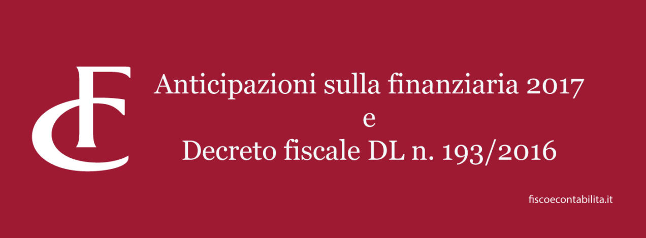 Anticipazioni finanziaria 2017 dl n. 19/2016